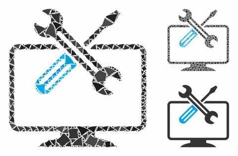 Computer tools Composition Icon of Raggy Pieces Stock Illustration