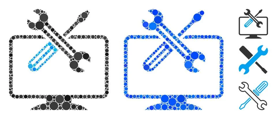 Computer Tools Composition Icon of Round Dots Stock Illustration