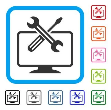 Computer Tools Framed Icon Stock Illustration