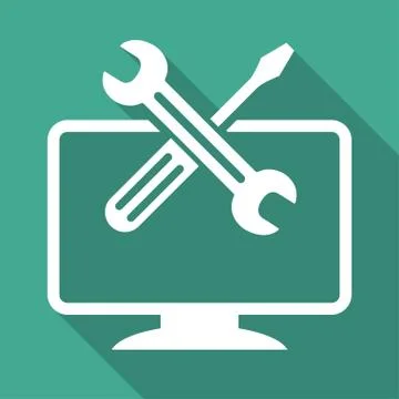 Computer Tools Long Shadow Square Icon Stock Illustration