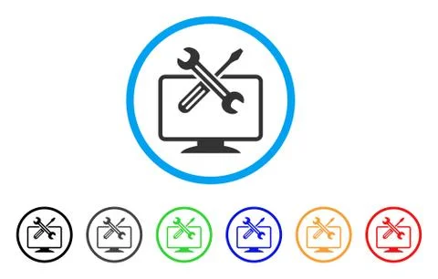 Computer Tools Rounded Icon Stock Illustration