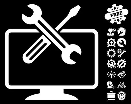 Computer Tools Vector Icon with Tools Bonus Stock Illustration