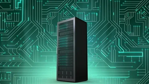 Computer tower and glowing green circuit board Stock Footage 112911051
