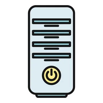 Computer tower case icon presenting technology and power Stock Illustration