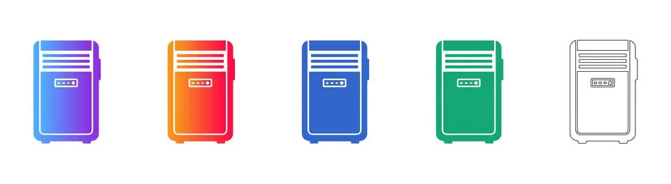 Computer Tower PC Case Icon Set Stock-Illustration