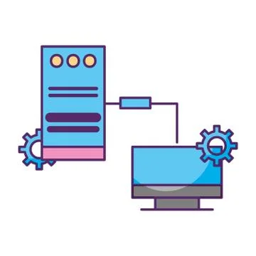 Computer tower server connection data storage Stock Illustration