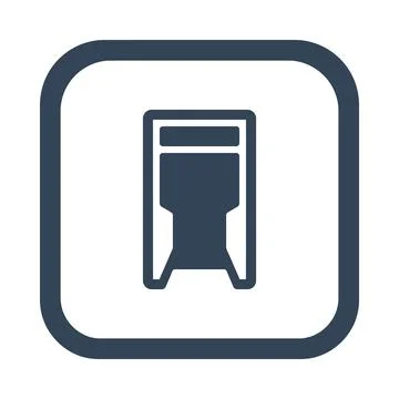 Computer tower viewed from back dark blue icon for connectivity and data port Stock Illustration