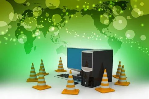 Computer with traffic sign Computer with traffic sign Copyright: xZoonar.c... 스톡 사진