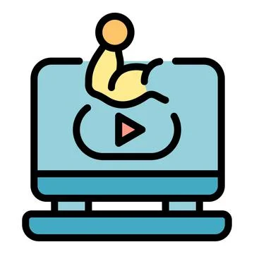 Computer training icon color outline vector 스톡 일러스트