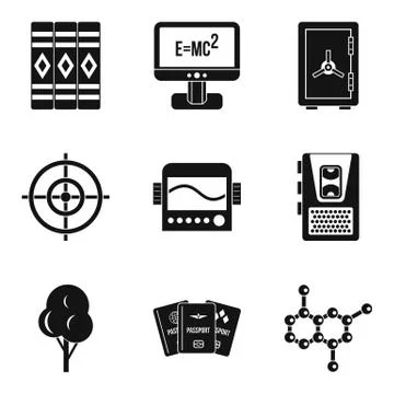Computer training icons set, simple style 스톡 일러스트