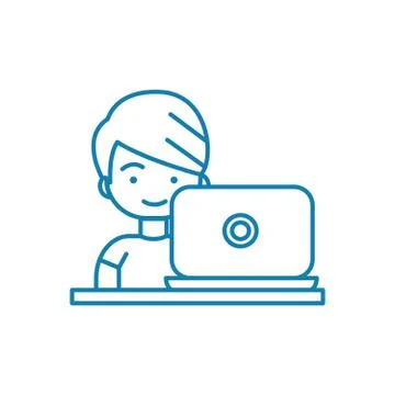 Computer training linear icon concept. Computer training line vector sign Stock Illustration