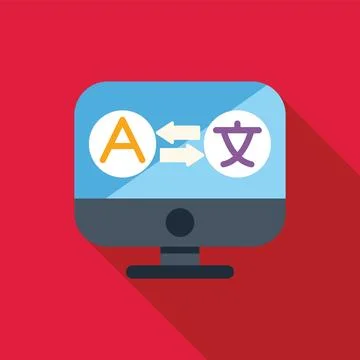 Computer translating from alphabet to chinese language Stock Illustration