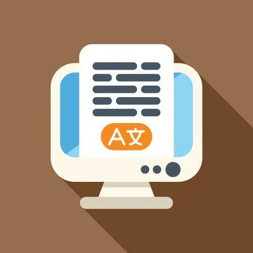 Computer translating document using online software for different languages Stock Illustration