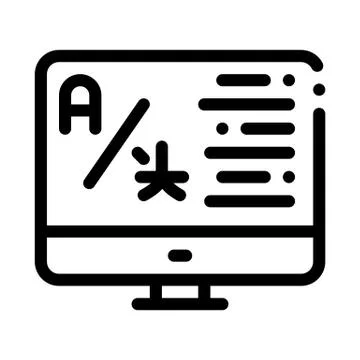 Computer Translation Program Icon Thin Line Vector Stock Illustration