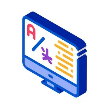 Computer Translation Program isometric icon vector illustration Stock Illustration