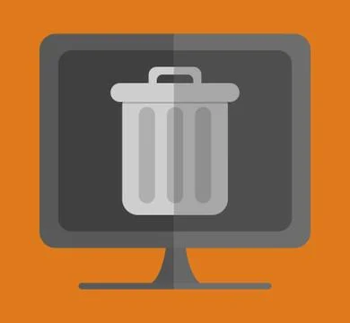 Computer with trash can on screen icon image Stock-Illustration