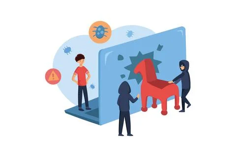 Computer Trojan Horse Attack Stockillustratie