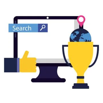 Computer trophy and like vector design 스톡 일러스트