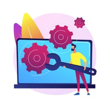 Computer troubleshooting abstract concept vector illustration. Stock Illustration