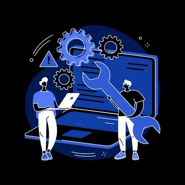 Computer troubleshooting abstract concept vector illustration. Stock Illustration