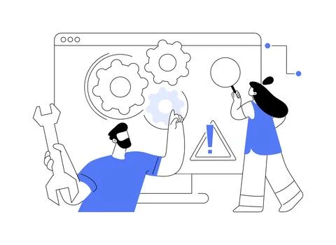 Computer troubleshooting abstract concept vector illustration. Stock Illustration