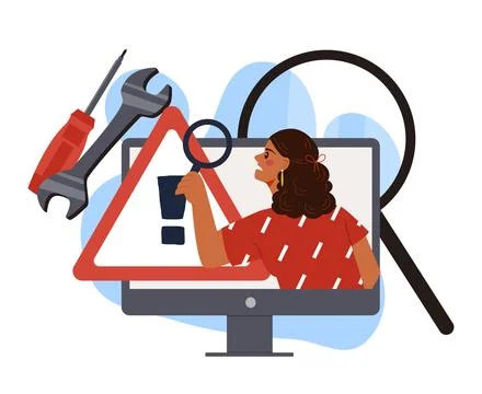 Computer troubleshooting concept art. Vector illustration Stock Illustration