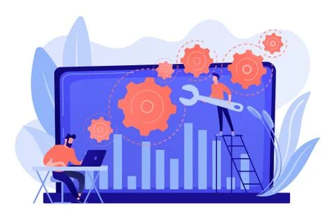 Computer troubleshooting concept vector illustration. Illustrazione stock