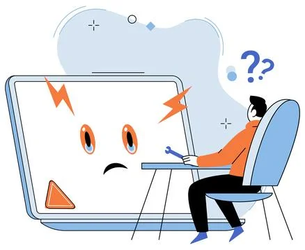 Computer troubleshooting. Engineering plays vital role in technology and Stock Illustration