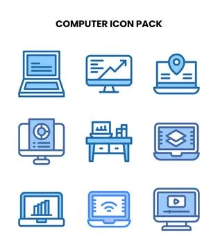 Computer Two Colour Scalable Icons Pack Illustrazione stock