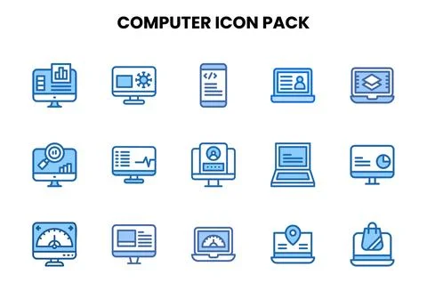 Computer Two Colour Scalable Icons Pack Illustration