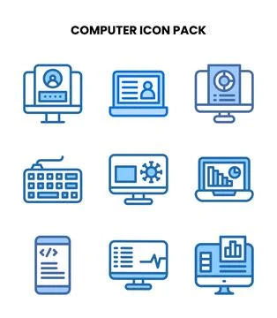 Computer Two Colour UI Icons Pack Stock-Illustration