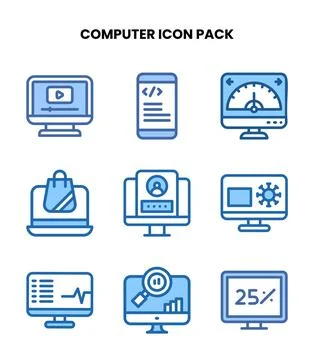 Computer Two Colour Vector Icons Pack Stockillustratie