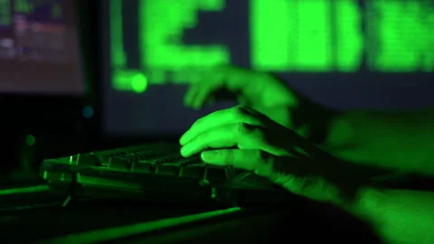 Computer with two monitors on green background Stock Footage 267225428