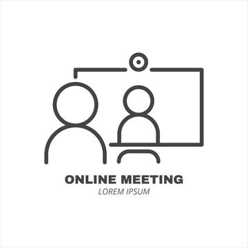 Computer with two people conferencing, online meeting Stock Illustration