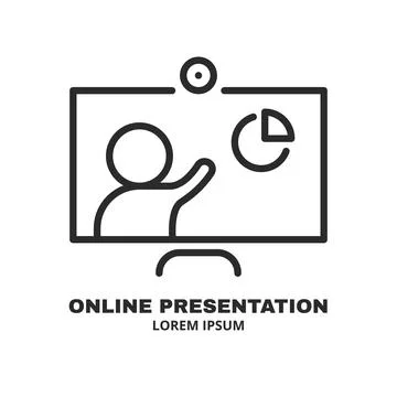 Computer with two people conferencing, online meeting Stock Illustration