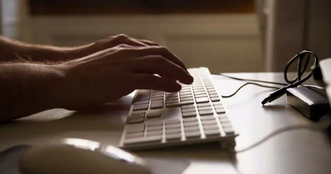 Computer typing close up slowmotion 4k Stock Footage 64235898