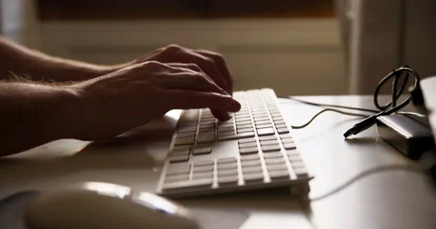 Computer typing close up slowmotion 4k Stock Footage 64235966