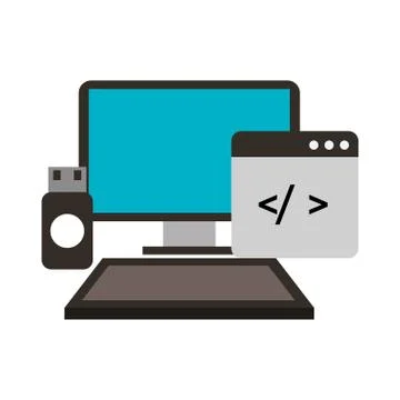 Computer ubs coding web development Illustrazione stock
