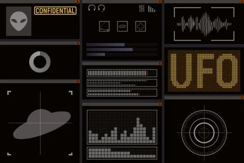 Computer UFO design. Illustrazione stock
