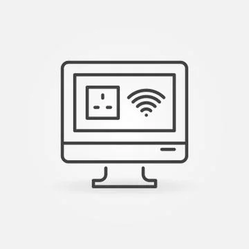 Computer with UK Smart Socket and Wi-Fi signs vector icon Stock Illustration