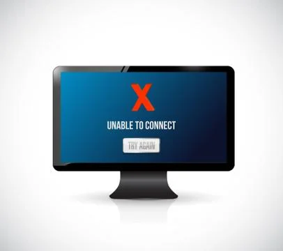 Computer unable to connect message sign concept Stock Illustration