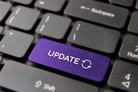 Computer update concept on keyboard button Stock Photos
