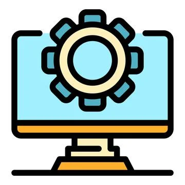 Computer update icon color outline vector Stock Illustration