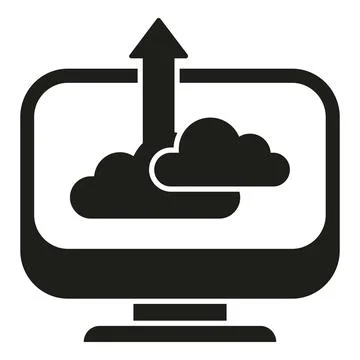 Computer upload data cloud icon simple vector. Smart office Stock Illustration
