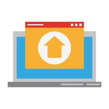 Computer with upload sign Stock Illustration
