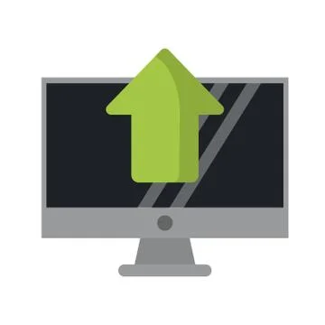 Computer uploading files symbol Stock Illustration