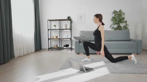 Computer usage for domestic workout Video stock 150123080