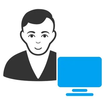 Computer User Flat Icon Illustrazione stock