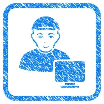 Computer User Framed Stamp Ilustração Stock
