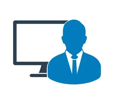 Computer User Icon. Flat style vector EPS. Illustrazione stock